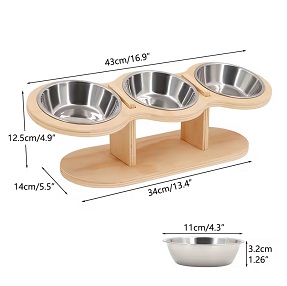Comedero triple de mandera