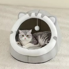 Cama tipo casa para gato